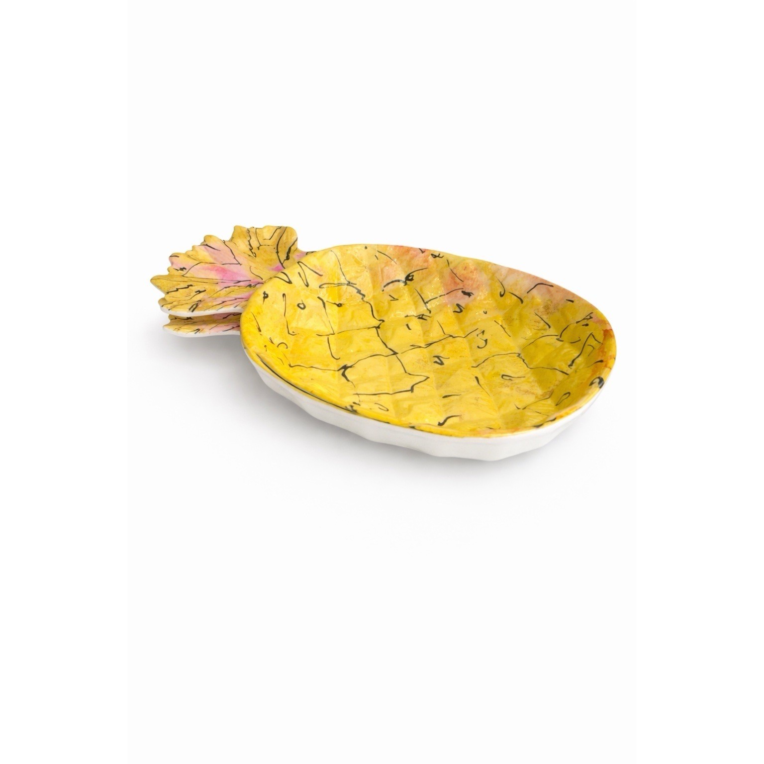 Outdoor Collection Yellow & Pink Pineapple Shaped MELAMINE Dinner Bowls Set 2 gallery
