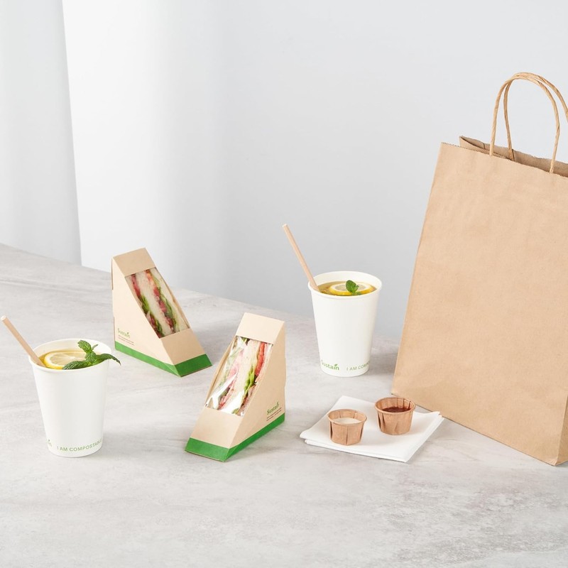 Compostable Takeout Food Containers - Greaseproof Paper Sandwich Boxes gallery