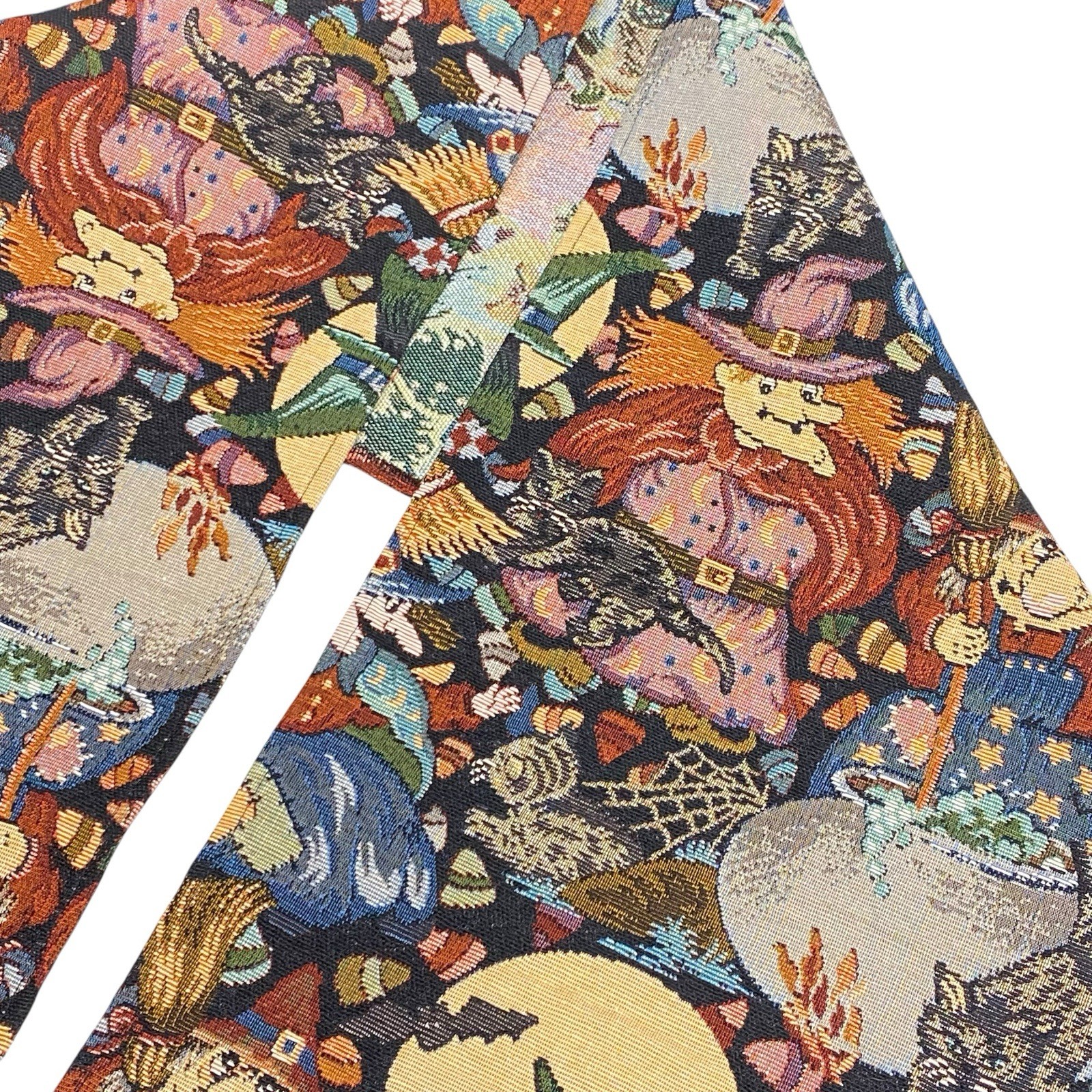 12x70 Halloween TAPESTRY Witches TABLE RUNNER Cats Spider Web Cauldron HOLIDAY gallery