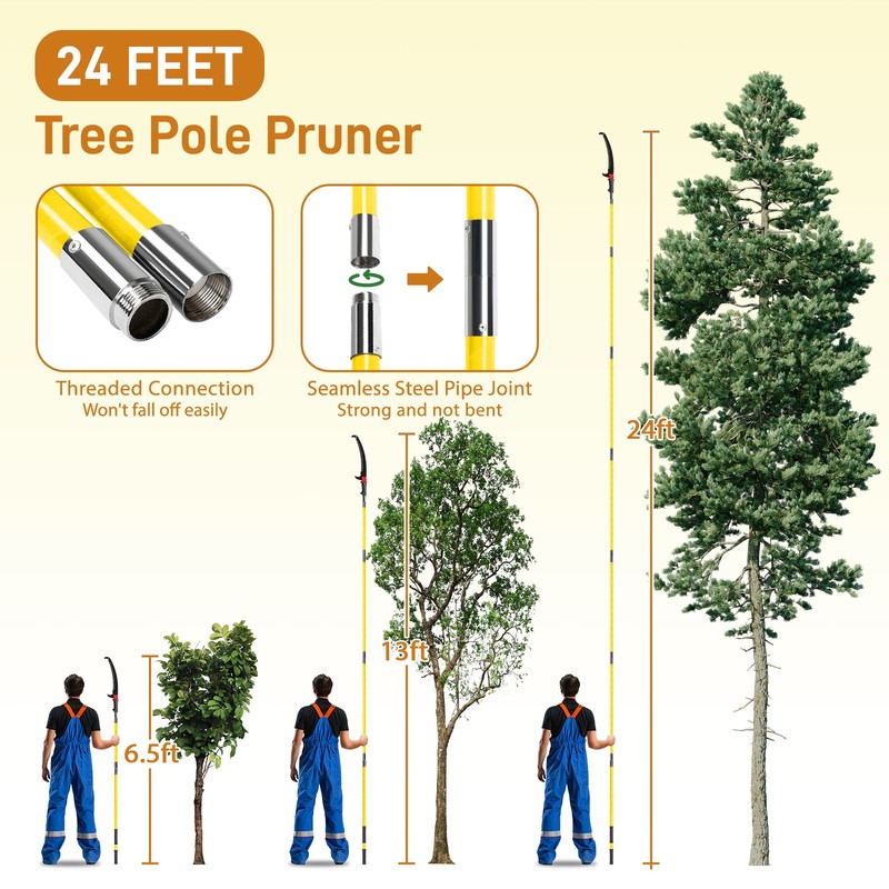 Tree Pruner Pole Saw 24 FT Detached Trimmer Saw Telescopic gallery