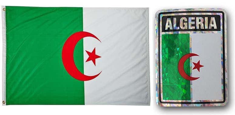 Wholesale Combo Set Algeria Country 3x5 3’x5’ Flag and 3"x4" Decal gallery