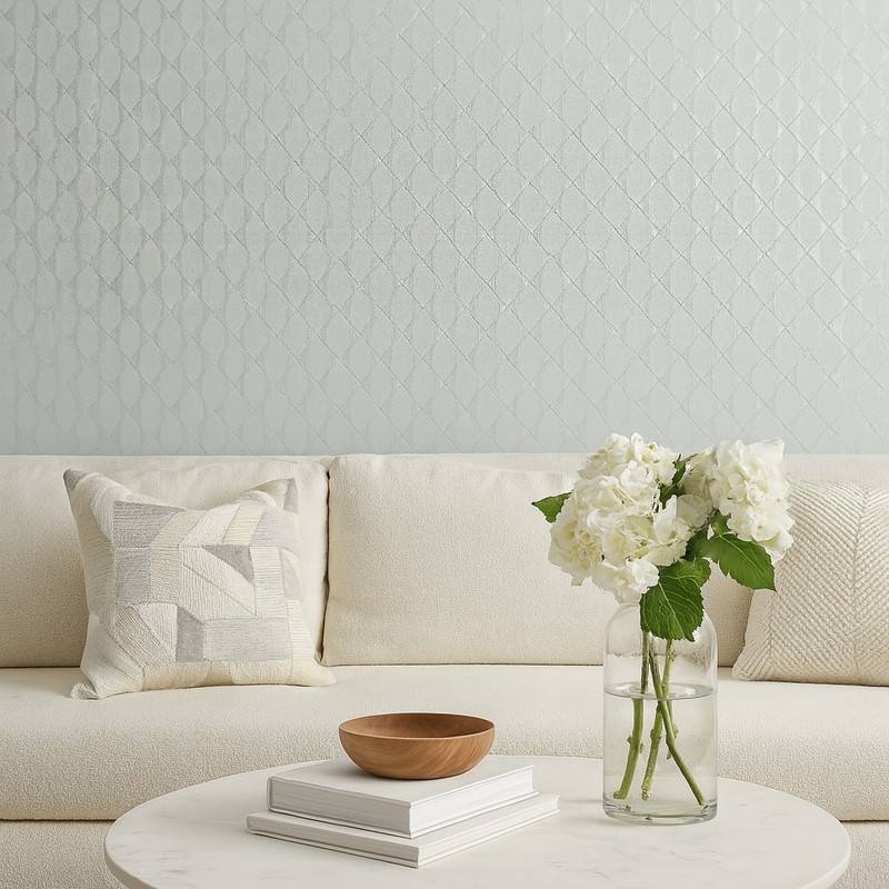 Light Gray beige white silver glitter faux fabric diamond textured Wallpaper 3D gallery