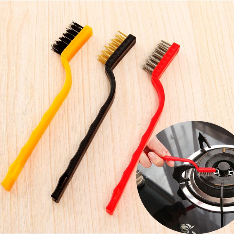 3Pcs Mini Wire Brush Brass Stainless Steel Nylon for Cleaning and Rust Removing gallery