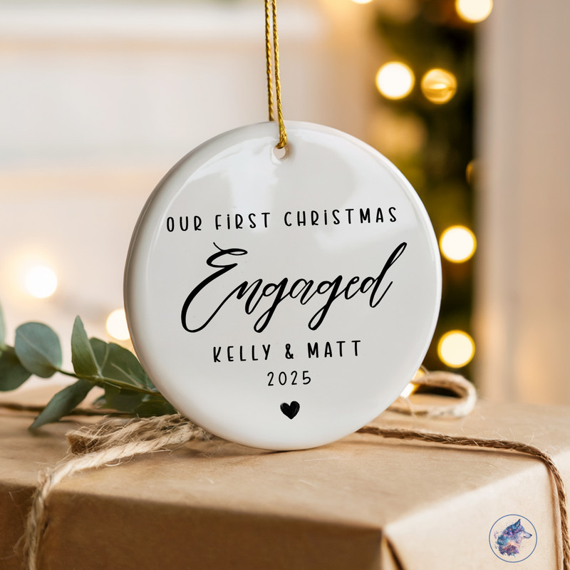 First Christmas Engaged Ornament Custom Minimalist Engagement Date Keepsake gallery