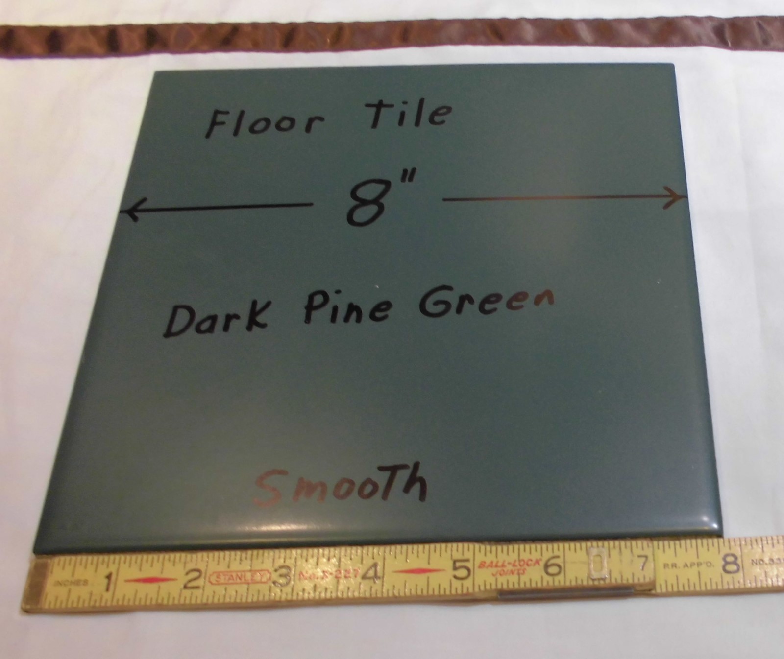 1 pc. Dark Pine Green: Ceramic Floor Tile, 8" Smooth Matte Surface, 7-13/16" Sq gallery