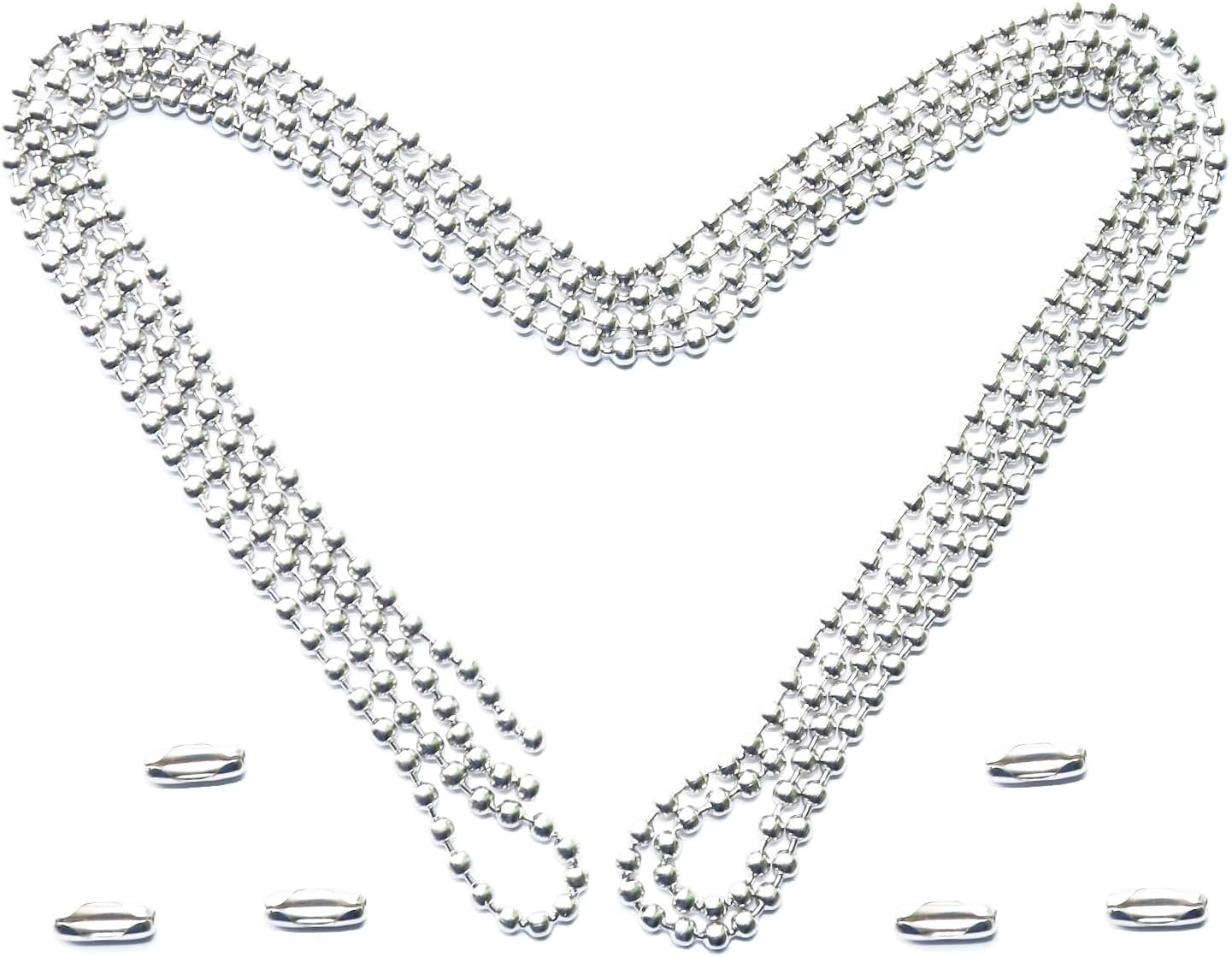 60 In Ceiling Fan Pull Chain Extension Silver 3mm Stainless Steel Ball Chain Set gallery