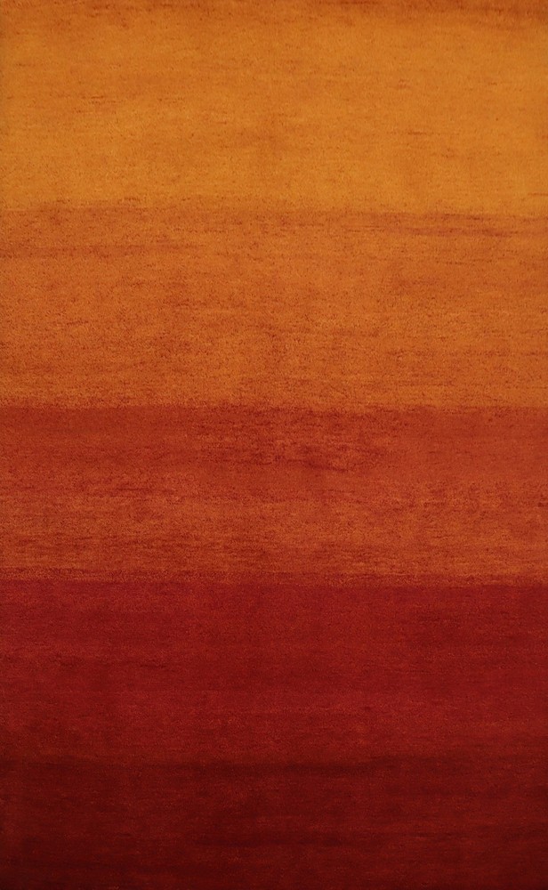 Transform Space with a Vibrant Sunset Gradient Rust Color Hand-made Wool Rug 6x8