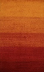 Transform Space with a Vibrant Sunset Gradient Rust Color Hand-made Wool Rug 6×8