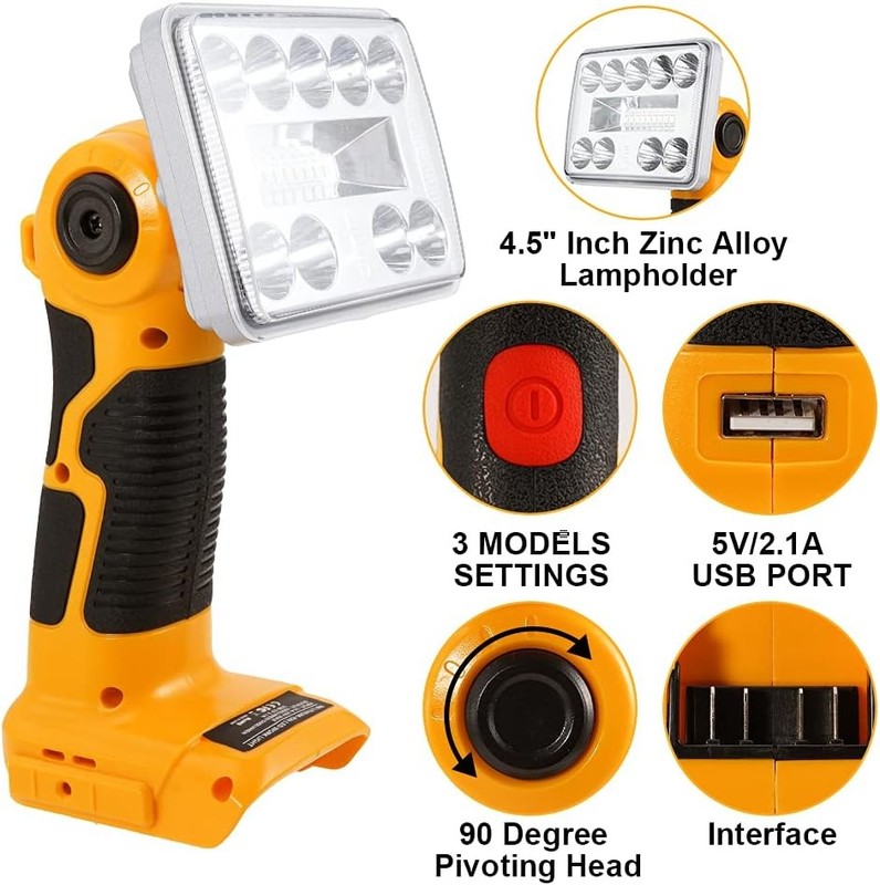 1000LM LED Flashlight Spotlight LED Work Light for DeWalt 20V MAX Li-ion Battery gallery