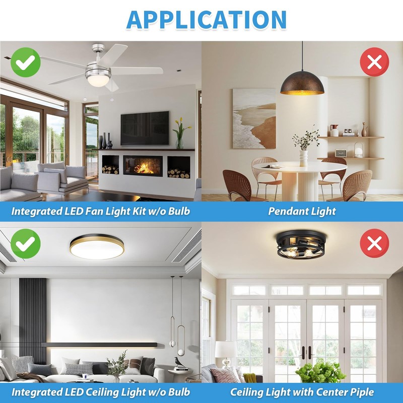 4 Inch Ceiling Fan LED Light Replacement, 18W 6000K 2200LM LED Ceiling Fan Li... gallery