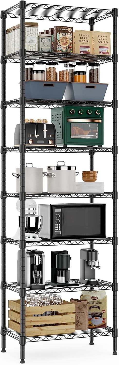 M MZG 8 Tier 2000 lb Storage Rack Wire Shelving Black gallery