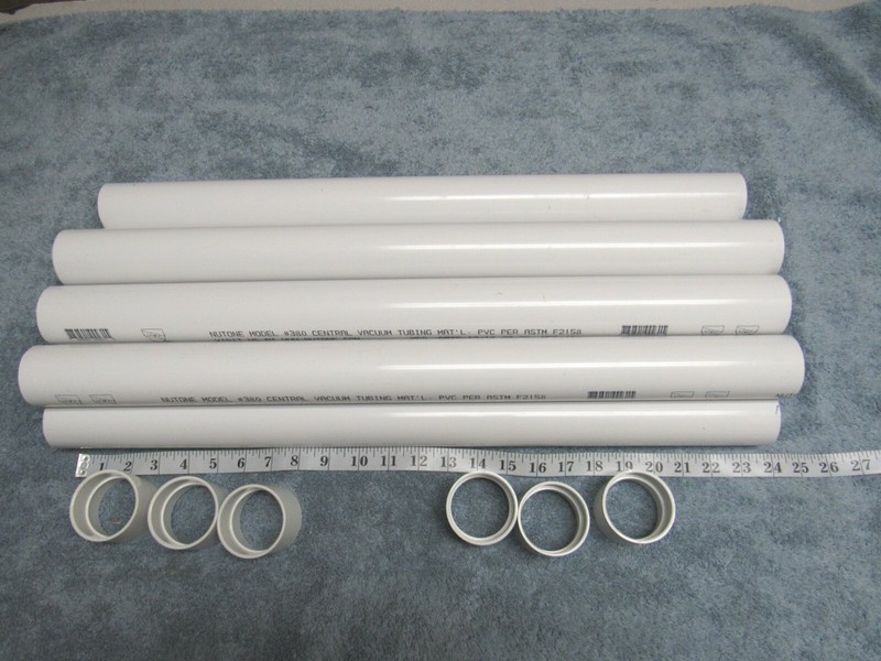 16ft Central Vacuum Pipe 2" PVC = (8) 2 ft sticks + (6) couplings gallery