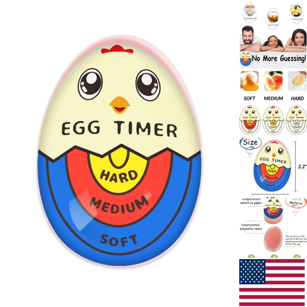 Color-Changing Egg Timer for Perfect Boiled Eggs Every Time, Cute Resin Design