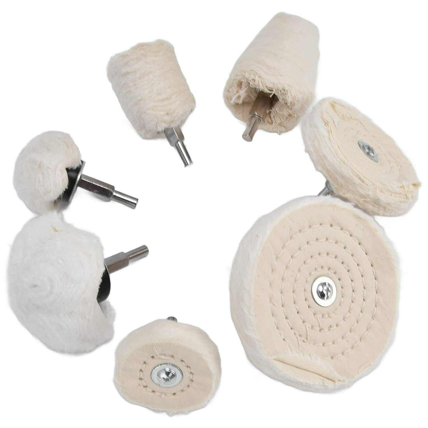 7PCS Cotton Buffing Wheel Kit for Drill Rotary Tool Aluminum Metal Polishing Pad gallery