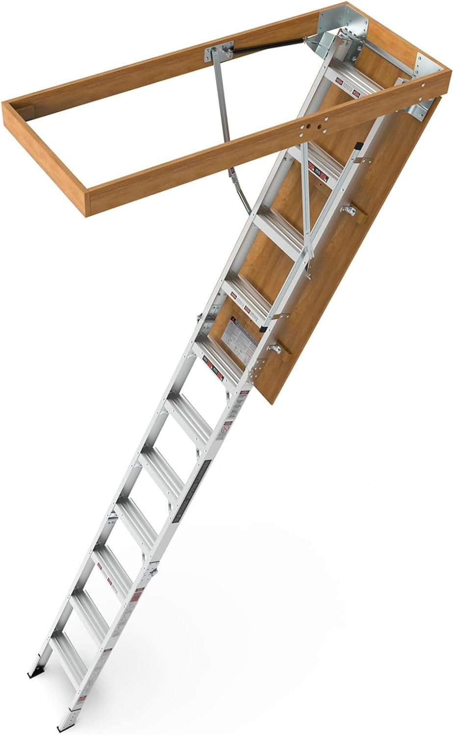 Aluminum Attic Ladder Pull Down Loft Stairs 375LB Capacity 22.5" x 54" gallery