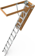 Aluminum Attic Ladder Pull Down Loft Stairs 375LB Capacity 22.5″ x 54″