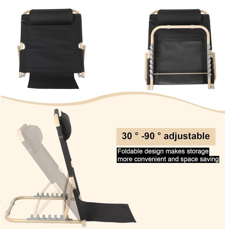 Adjustable Bed Backrest Sit Up Support Chair Pillow w Armrest Foldable 28.4” gallery