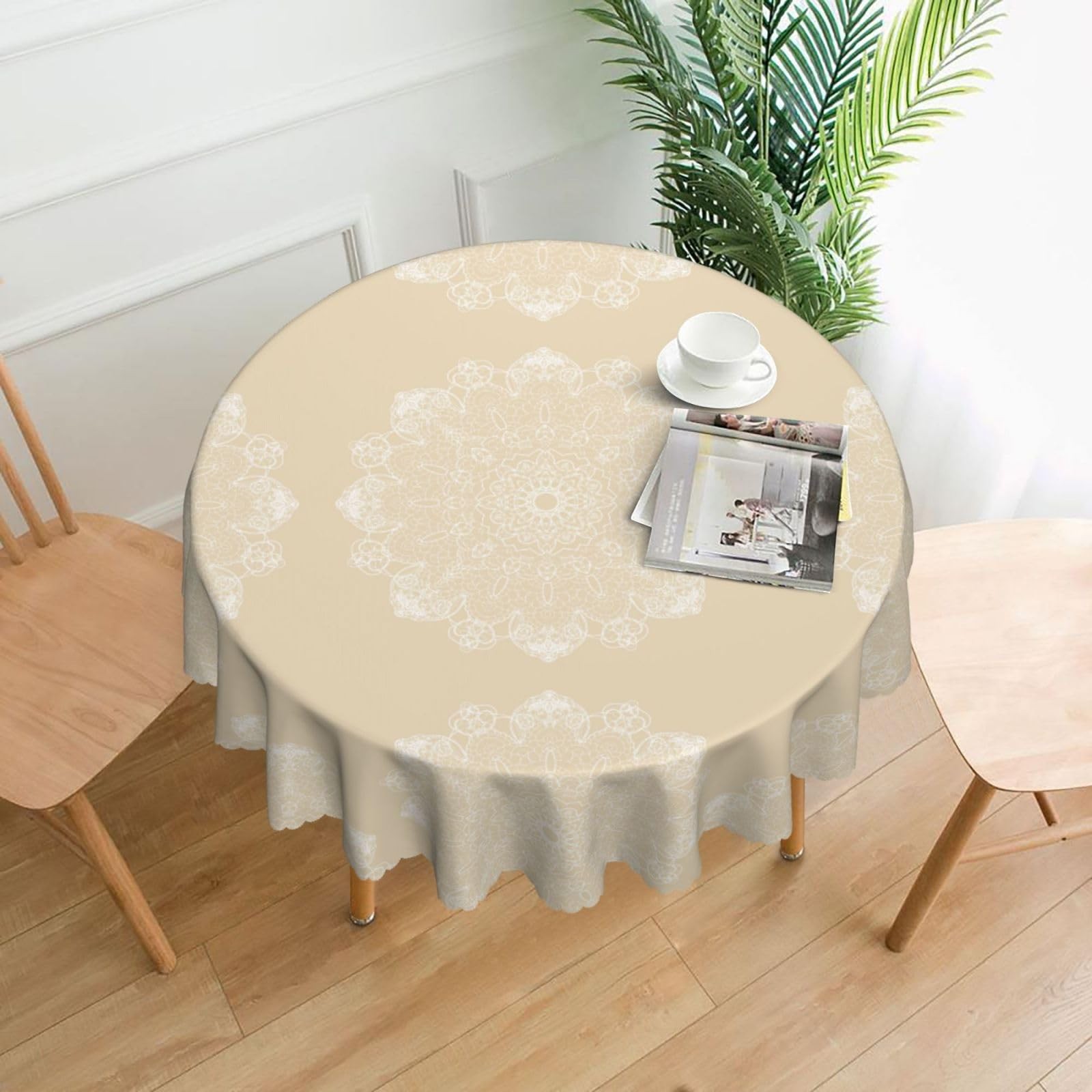 Round Table Cloths 60 inch/152cm Spill-Proof Wipeable Polyester Round Tablecl... gallery
