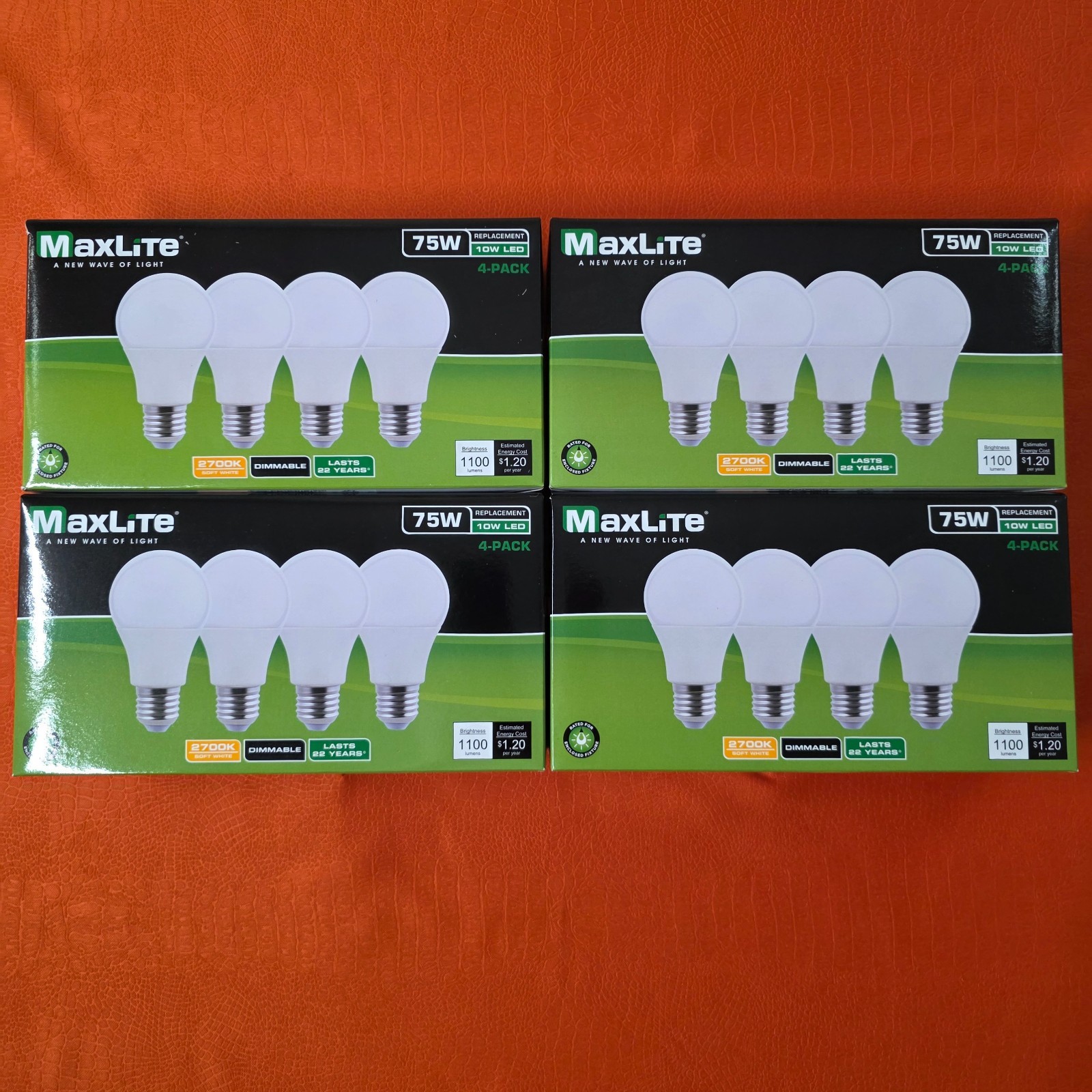 16 Pack Maxlite 75 Watt Equivalent 10W LED Bulbs A19 Soft White 2700K Light gallery