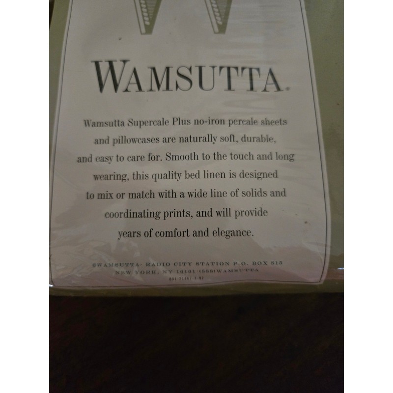 Wamsutta Supercale Plus King Flat Sheet Light Blue 200 TC Percale Made in USA gallery