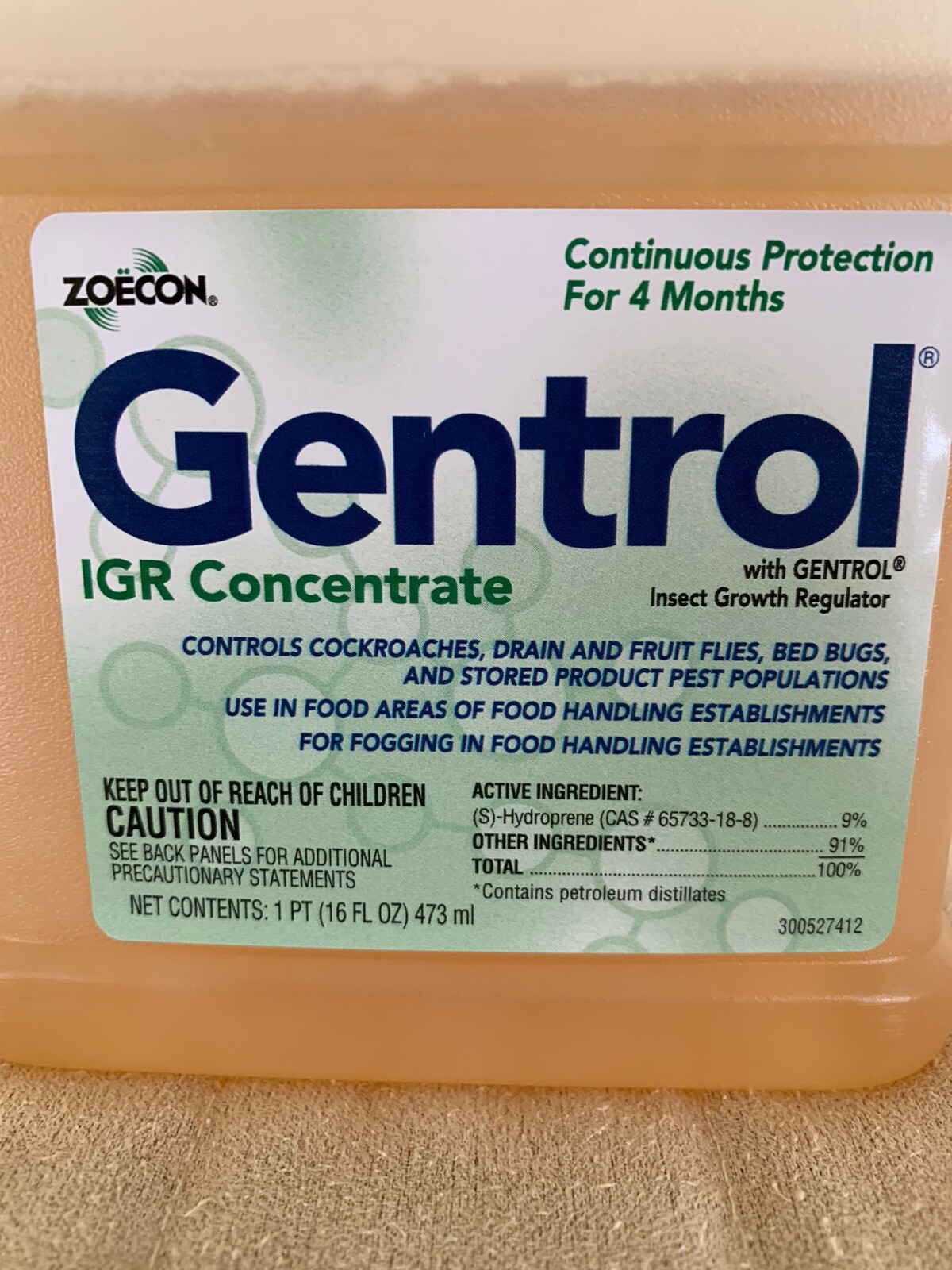 Zoecon GENTROL IGR Insect Growth Regulator Bedbug Cock Roach Fruit Flies 16oz gallery