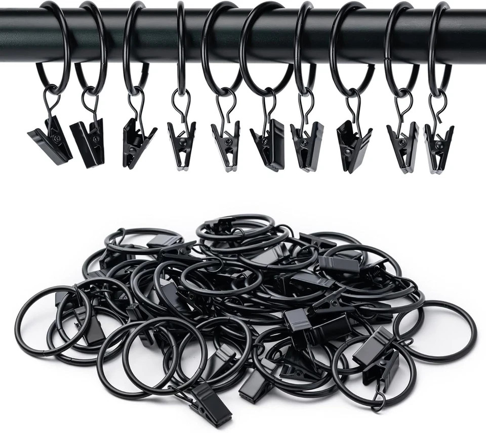 36 Pack Curtain Rings with Clips, Drapery Clips with Rings, Hangers Drapes Rings gallery