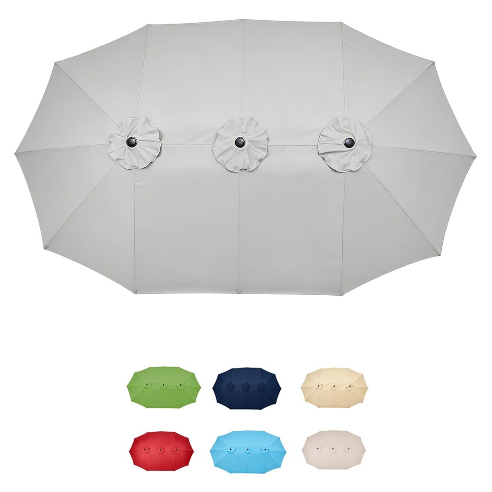 13ft Double Sided Patio Umbrella Replacement Canopy, 12 Ribs Umbrella Replace...