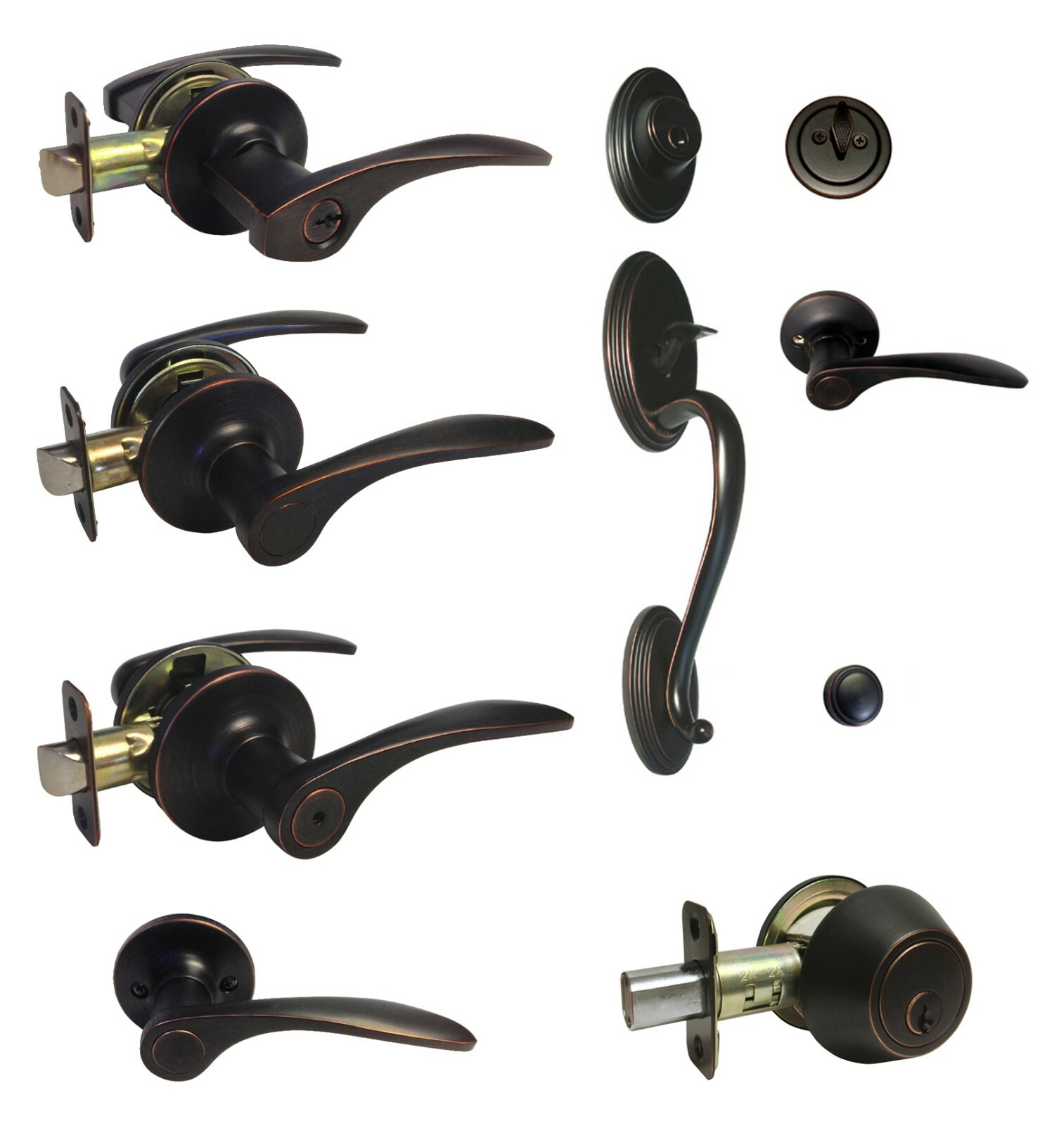 Oil Rubbed Bronze Door Handle Lock Lever knobs keyed passage privacy Hardware gallery