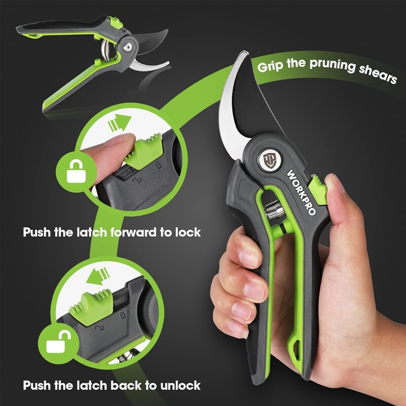 WORKPRO 8" Bypass Pruning Shears Stainless Steel Gardening Hand Pruner SK5 Blade gallery