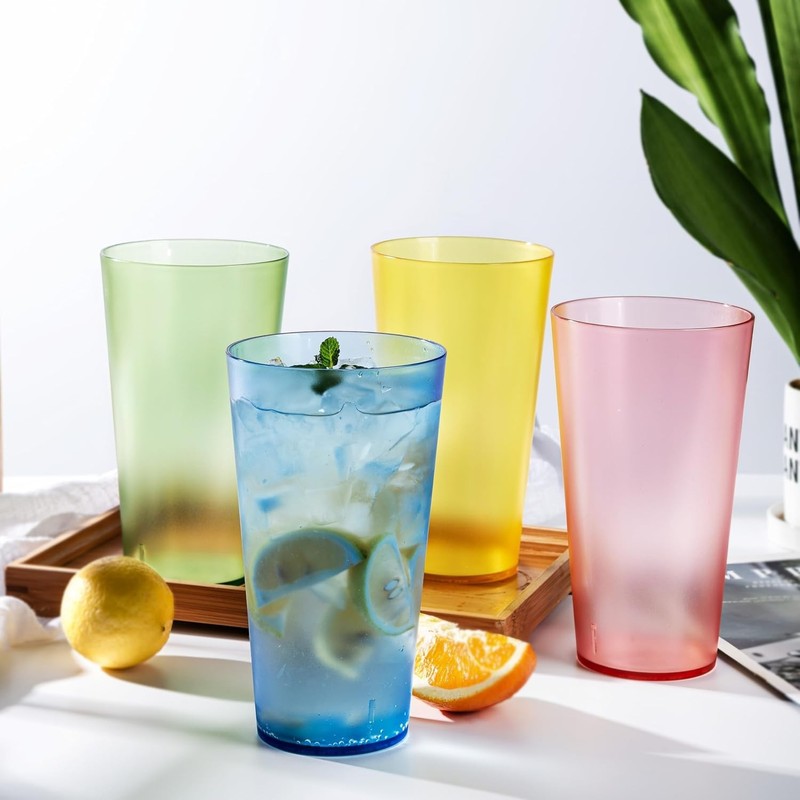32-Ounce Plastic Tumblers Large Drinking Glasses, Set of 6 Multicolor gallery