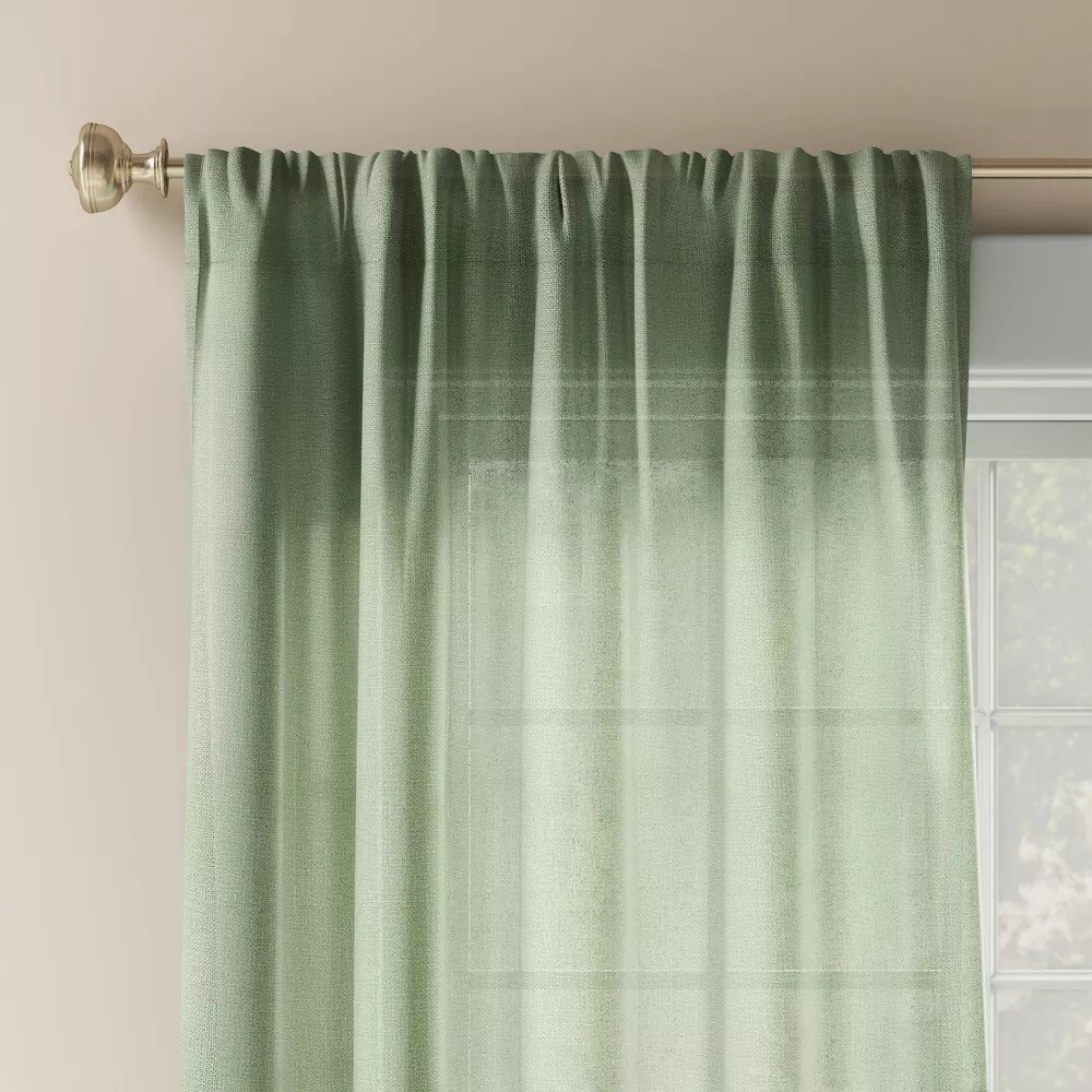 Threshold Farrah Sage Green Light Filtering Rod Pocket Curtain Panel 54" x 84" gallery