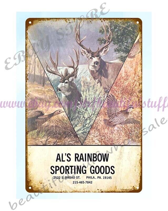 1983 Al's Rainbow Sporting Goods Philadelphia PA metal tin sign a home decor gallery