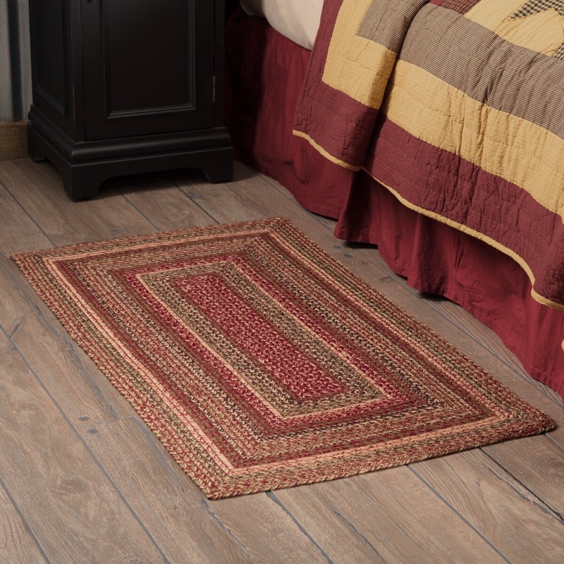Cider Mill Jute Rect Braided Area Rug 27x48 Country Primitive Burgundy gallery