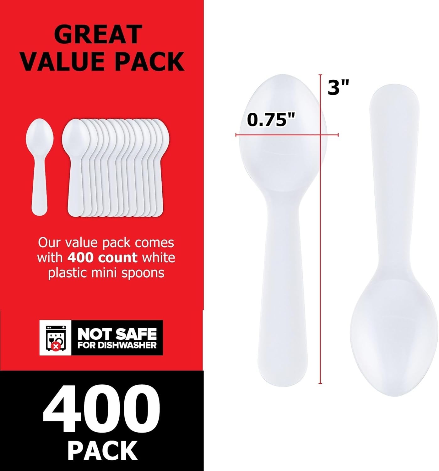 Stock Your Home 400 Count 3-Inch Plastic Mini Taster Spoons 400 Count, White gallery