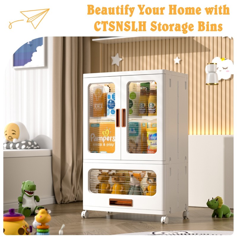 Rolling Plastic Storage Cabinet with Doors Drawer and Adjustable Shelves Bedroom gallery