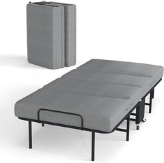 Foldable Rollaway Bed with Memory Foam Mattress & Sturdy Fold Up Metal Frame