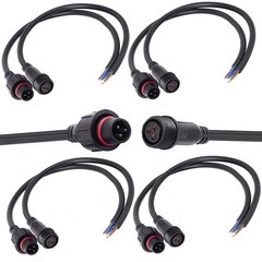 QOFOWIN 3wire Waterproof Connector, 3Pin Male Female Plug LED 3Pin-way, Black