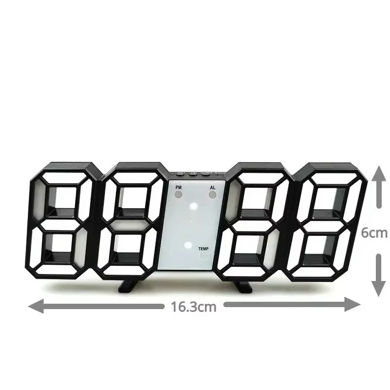Digital 3D LED Big Wall Desk Alarm Clock Snooze 12/24 Hours Auto Brightness USB gallery