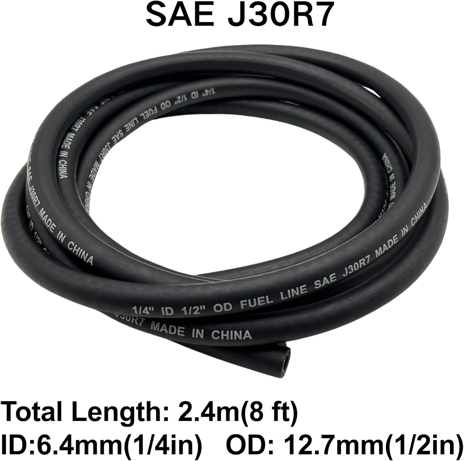 1/4" ID Fuel Hose Line Braided NBR Rubber Tubing 8 Feet ID, Black gallery