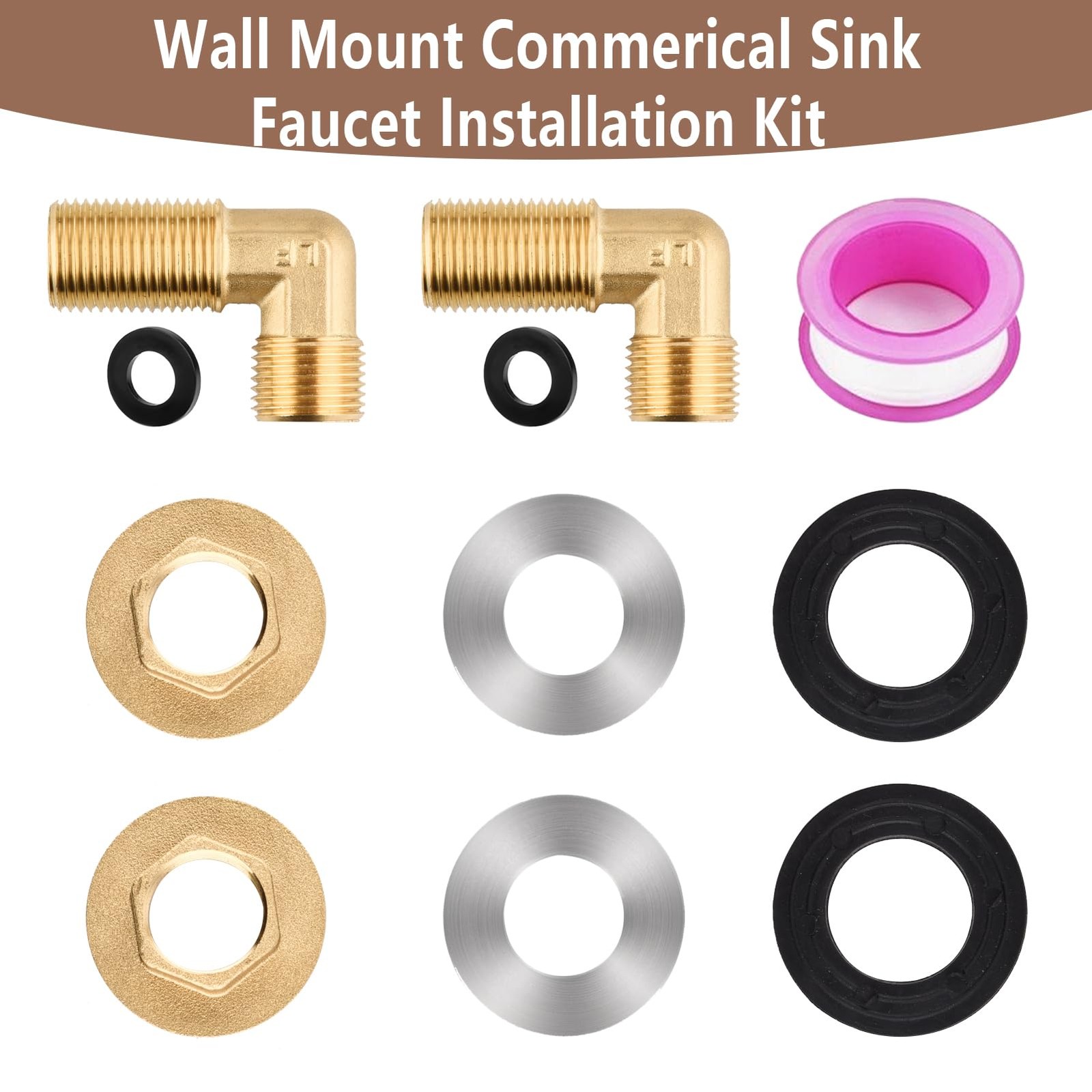 Wall Mount Commercial Faucet Installation kit,Lead-Free 90 dergee backsplash ... gallery