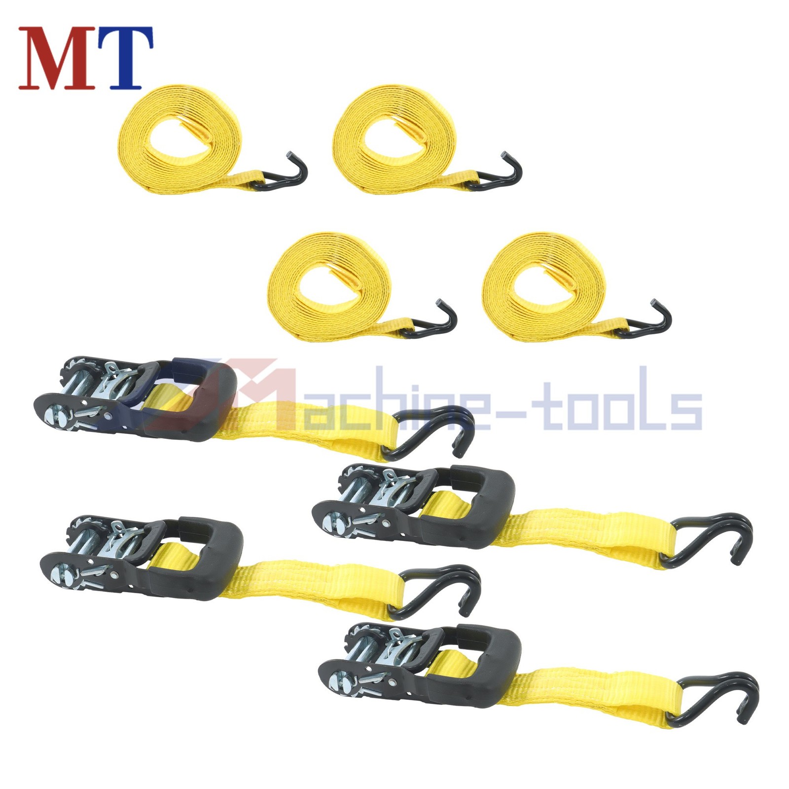 4 Pcs 1.5 Inch x 16 Ft Ratchet Straps - 1100lbs Capacity, 3300lbs Break Strength gallery