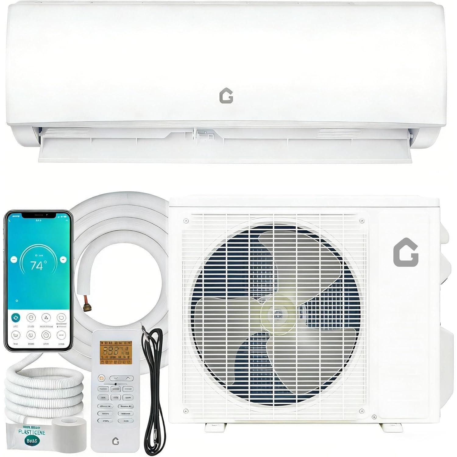 11500 BTU AC Ductless WiFi Mini Split Air Conditioner Heat Pump 17 SEER2 115V gallery