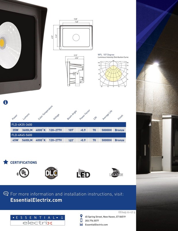 Electrix Essential 35W LED Outdoor Lighting 3600 LM w/ Knuckle mount FLD-4K35-36 gallery