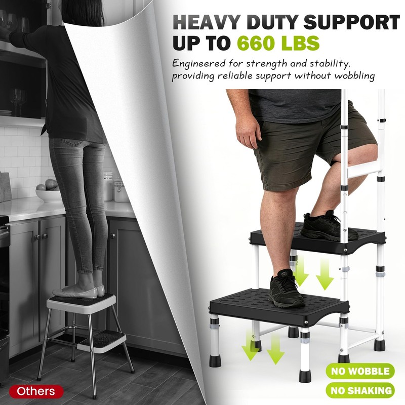RV Step Stool Handle Elderly 2 Ladder Handrail Reinforced PP Wide Platform gallery