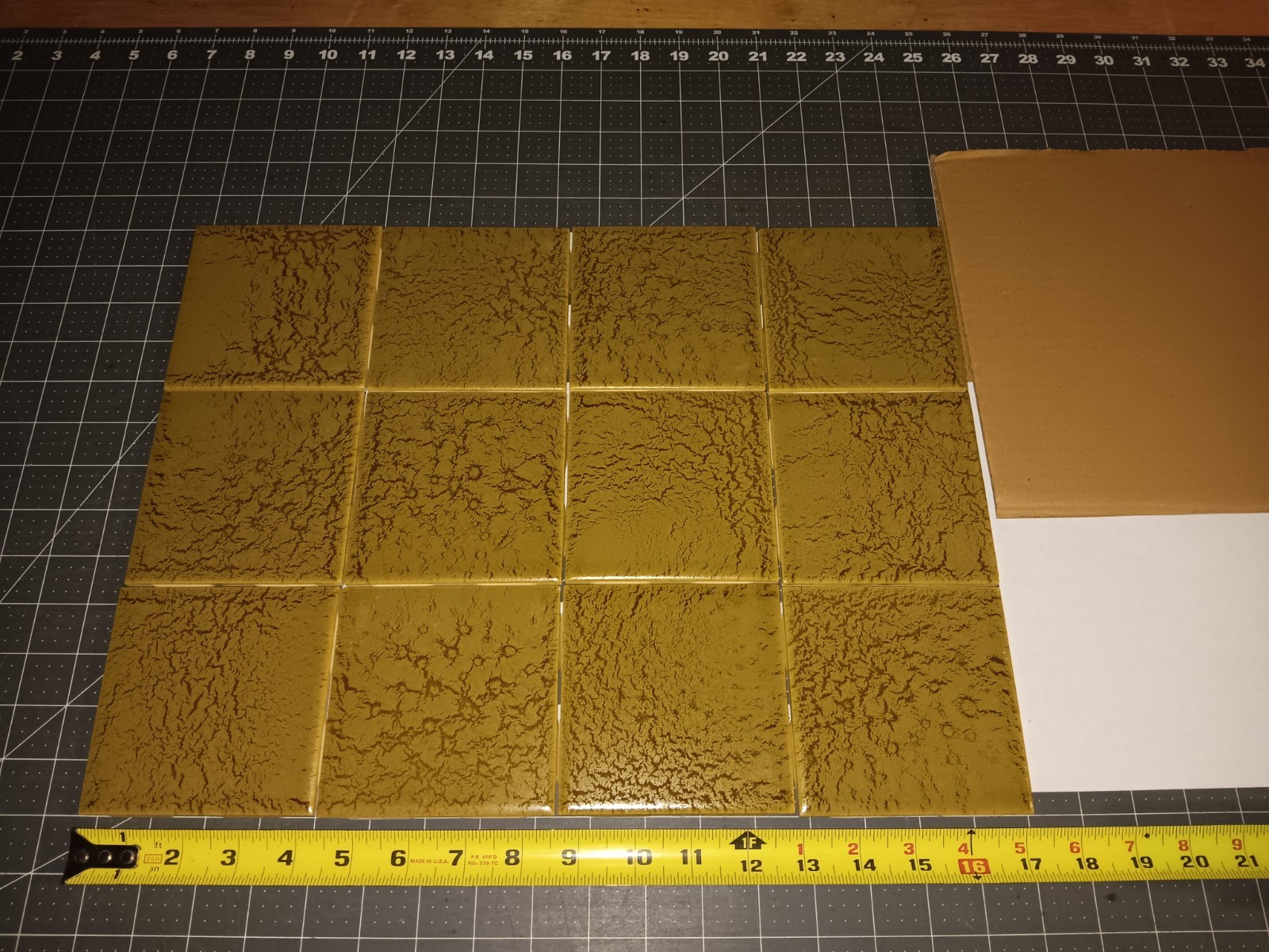 12 pieces FORUM TILE Ceramic Tile New Old Stock Avacado & Bronze Swirl - LQQK! gallery