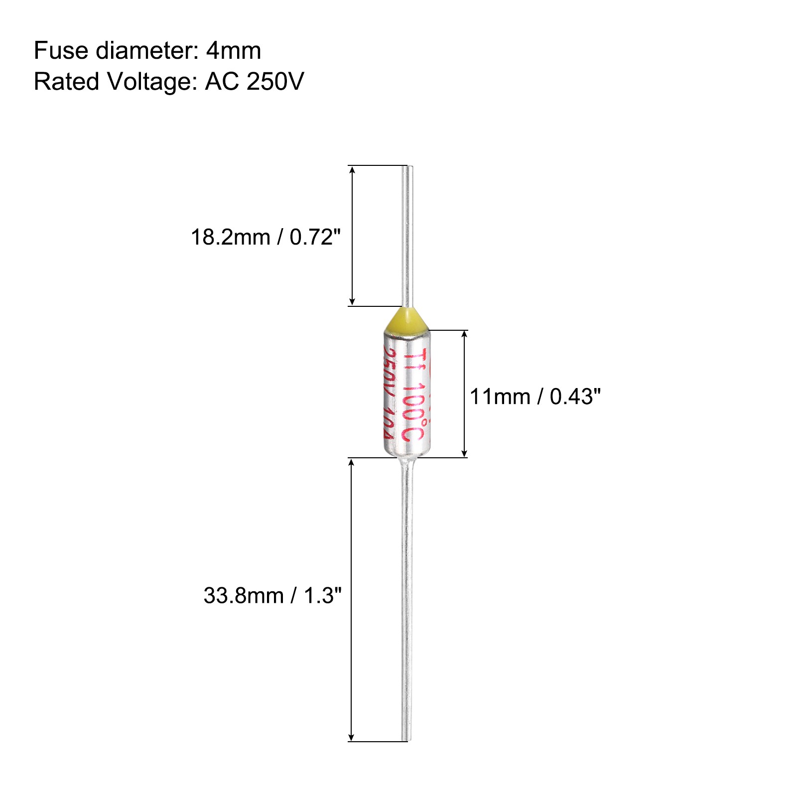 5 Pcs Metal Temperature Thermal Fuse SF100 10A 250V with Terminal Connector gallery
