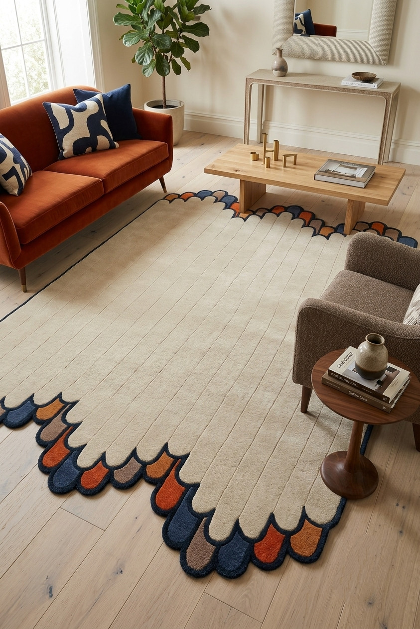 Handmade Abstract 8x10 Area Rug Modern Irregular Organic Shaped Tufted Carpet gallery