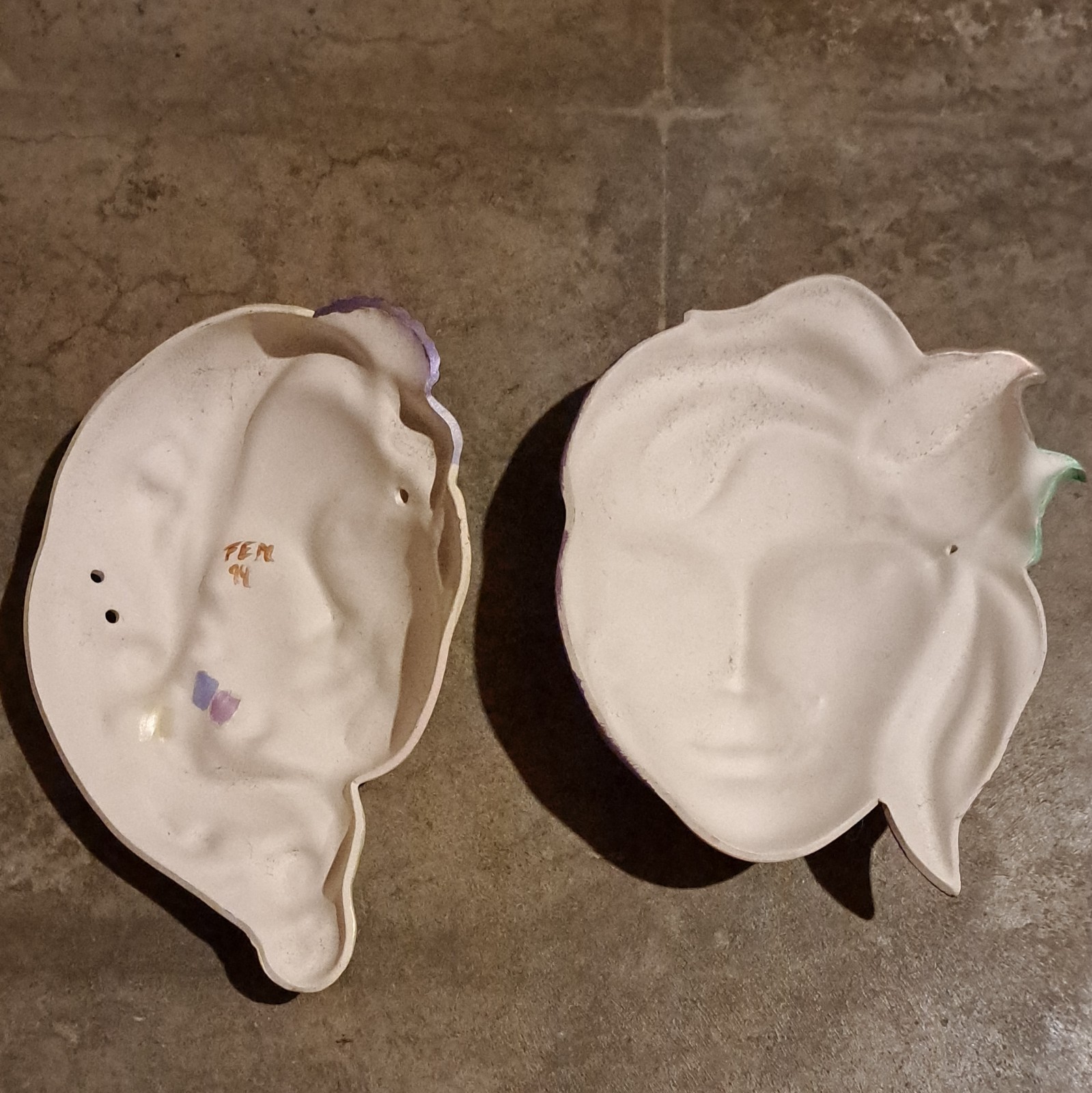 Ceramic Decorative Wall Mounted Mask Set of 2 Multicolor Painted 10 in gallery