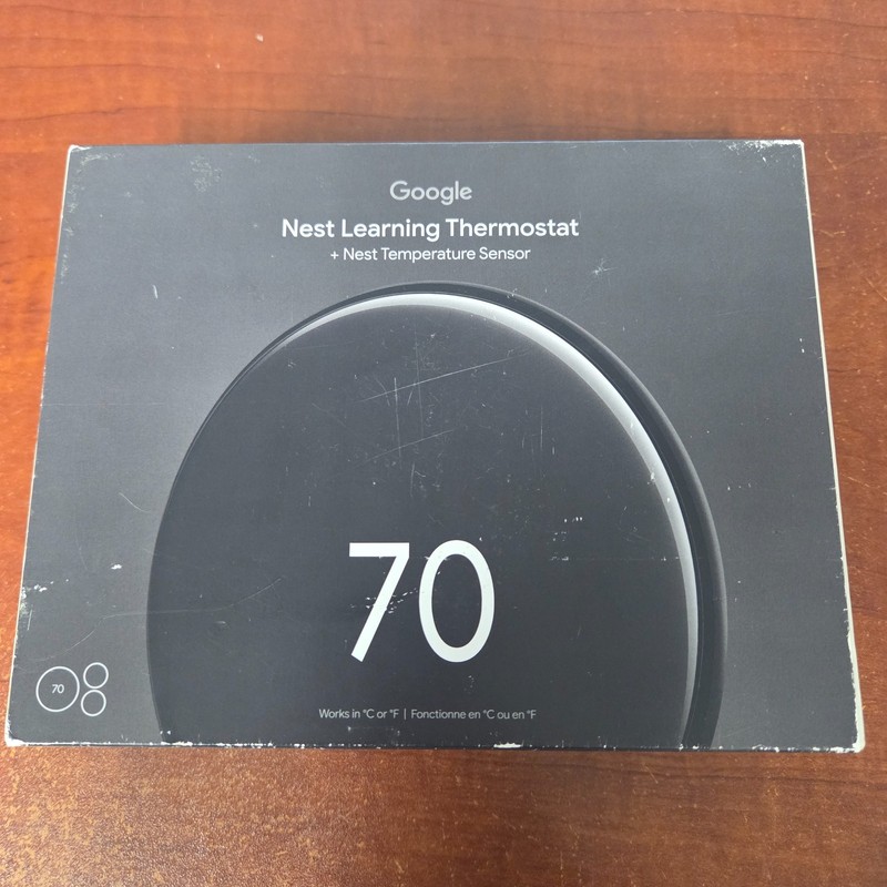 Google Nest Learning Thermostat 4th Gen Polished Obsidian with 2 SENSORS - Open gallery
