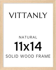 11×14 Picture Frame, Solid Wood Frame with Plexiglass, Includes 8×10 Mat, Wall
